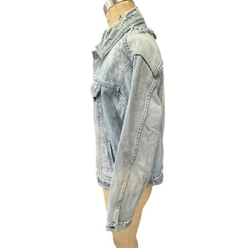 Ksubi Jean Jacket Mens Size XS Destroyed Oversized Light Wash Denim